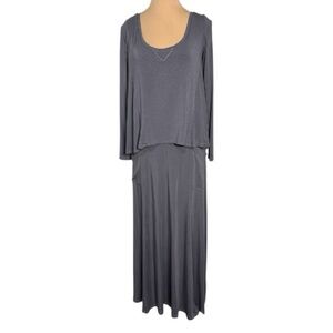 Last Tango Gray Layered A-line Tunic Maxi Dress